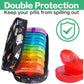 Serfeymi Weekly Travel Pill Organizer 2 Times A Day AM PM Upgraded Rainbow Pill Box 7 Day with Portable Zipper Canvas Pill Case, Medicine Organizer for Pills, Vitamins, Fish Oils - Black 02
