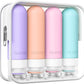 Quatish Travel Bottles for Toiletries, Original Patented Leak Proof Travel Size Toiletries, 3 oz Tsa Approved Silicone Shampoo and Conditioner Bottles, Travel Essentials, 4 Pack, Pink