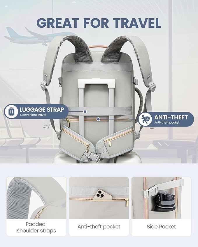 LOVEVOOK Travel Backpack for Women with Waist Strap,40L Cute Carry on Backpack Travels Essentials Personal Item Backpack for Traveling on Airplane,Large Carry on Luggage Travel Bag Flight Approved