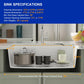 Dcolora 33 Inch White Granite Composite Kitchen Sink Workstation Undermount Single Bowl sink Large Sink For Kitchen,DC-GU2514