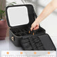 Relavel Makeup Bag with LED Mirror Travel Train Case Large Cosmetic Bags Organizer with Lighted Up Mirror with 3 Color Lights, Adjustable Brightness, Adjustable Dividers and Shoulder Strap (Black)