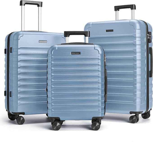 LIGHT FLIGHT Luggage Sets, 3 Piece Durable Suitcase Set with Spinner Wheels, 3 Pcs Hard Shell Lightweight Luggage with TSA Lock, Large Checked Travel Suitcases, 20/24/28 Inch,Light Blue