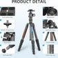 Carbon Fiber Lightweight Travel Tripod with 360° Ball Head, Reverse Folding, Removable Center Column, Folded Height 36cm, Maximum Load 8KG