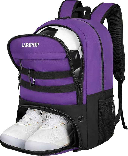 LARIPOP Soccer Backpack Soccer Bag with Ball Holder & Shoe Compartment Youth Sports Equipment Training Bag