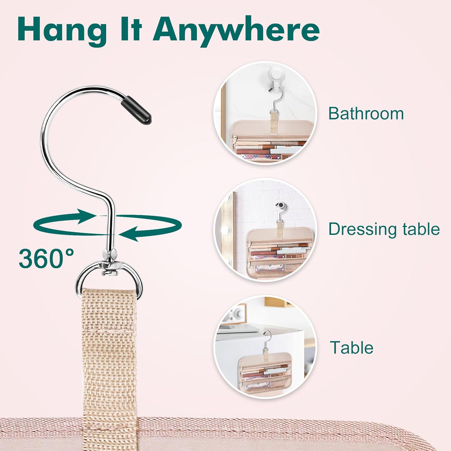 Wedama Toiletry Bag for Women, Large Cosmetic Travel Bag, Hanging Toiletry Bag for Bathroom, Thickened PVC Waterproof Travel Makeup Bag, Toiletries Bag for Travel Business Trips and Camping - Roamly