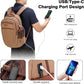 Tzowla Vintage Canvas Laptop Backpack for Men and Women,College Travel Work Rucksack with USB/Type-C Charging Port,Lightweight Bookbag Hiking Casual Daypack Backpacks Fit 15.6 Inch Notebook(Brown)