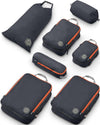 Large Compression Packing Cubes for Travel-Packing Cube Luggage Organizers 7 Piece Set for Checked Luggage-Ultralight, Expandable/Compression Bags by TRIPPED Travel Gear (Grey/Orange) - Roamly