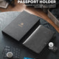 VULKIT Passport Holder with Airtag Holder RFID Blocking Passport Wallet Travel Leather Passport for Women(Dark Grey)