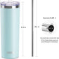 koodee 20 oz Stainless Steel Skinny Tumbler Double Wall Insulated Slim Water Tumbler Cup for Coffee, Tea (Baby Blue)