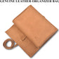 Leather Tech Pouch for Cables Chargers Phone | Tech Bag | Zipper Travel Accessory Pouch | Electronic Organizer Case Travel Bag (Tan)
