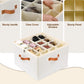 Shoe Organizer for Closet, Fits up to 16 Pairs Shoe Storage, Clear Foldable Shoe Containers Boxes Bins Baskets with Adjustable Dividers and Clear Cover White