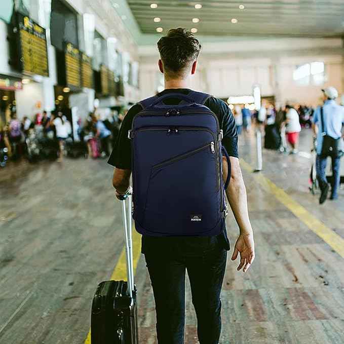 MATEIN Extra Large Mens Travel Backpack Carry on, Expandable Traveling Backpack for Men Airline Approved, Water Resistant Business Casual Daypack, Traveler Gift, Blue