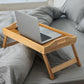 Ruisita 2 Pack Bamboo Bed Tray Table with Folding Legs Breakfast in Bed Tray Snack Food Tray Serving Platters Tray with Handles for Adults Kids Eating Kitchen Bedroom (15.8 x 11 x 6.9 Inch, Natural)