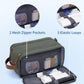 WANDF Toiletry Bag for Men Travel Toiletry Organizer Canvas and Leather Dopp Kit Water-Resistant Shaving Bag for Travel Accessories (Green, Large) - Roamly