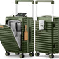 Joyway 20 Inch Carry on Luggage with Front Pocket, PC Hardshell Carry-on Suitcase with USB Port and Cup Holder, 21.5x14.2x9 Airline Approved, Luggage with Spinner Wheels and TSA Lock(Dark Green)