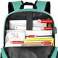 17 Inch School Backpack for Teens,Green Bookbag Classic Backpack with USB Port for High School College Students