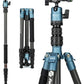 Fotopro 59" Carbon Fiber Travel Tripod, Compact Camera Tripod with Ball Head, Detachable Monopod with Quick Release Plate and Bag, Load up to 8KG/17.63lbs, Blue