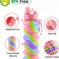 Collapsible Water Bottles for Travel, Foldable Sports Water Bottle for Kids, Reusable Water-proof Silicone Water Bottles with mountaineering Buckle for Camping Hiking Holiday