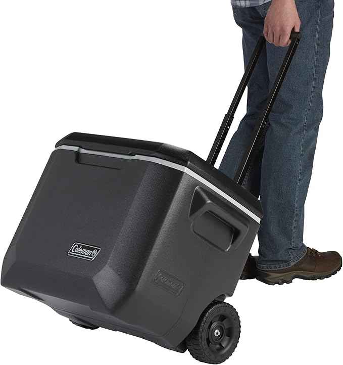 Coleman Xtreme 50qt Rolling Cooler with Wheels, Extra-Walled Insulation Keeps Ice up to 5 Days, Portable Wheeled Hard Chiller
