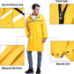 Mens Long Hooded Safety Rain Jacket Waterproof Emergency Raincoat Poncho