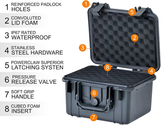 MEIJIA Portable All Weather Waterproof Camera Case With Foam,Fit Use of Drones,Camera,Equipments,Elegant Black,10.62 x9.68x6.87inches