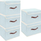 TYEERS Foldable Storage Boxes with Lids 5 Pack Fabric Storage Bins with Lids, Closet Organizers for Clothes Storage, Room Organization, Office Storage, Toys - Aqua Spring