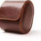Longjet Watch Roll Travel Case for Men Portable Watches Organizer Box with Removable Velvet Pillow Holder (1 Slot Brown)