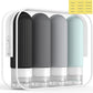 ME.FAN Travel Bottles for Toiletries, TSA Approved 3oz Silicone Journey Size Containers, Portable Split Bottle for Conditioner, Shampoo, Lotion- 4 Pack Grey