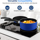 SereneLife Kitchenware Pots & Pans Basic Kitchen Cookware, Black Non-Stick Coating Inside, Heat Resistant Lacquer (6-Piece Set), One Size, Blue