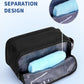 WANDF Toiletry Bag for Men Travel Toiletry Organizer Canvas and Leather Dopp Kit Water-Resistant Shaving Bag for Travel Accessories (Black, Large) - Roamly