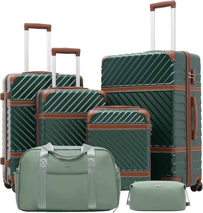 Coolife Luggage Set Suitcase Carry On Luggage PC Hardshell Luggage TSA Lock Spinner Wheels Telescopic Handle