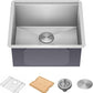 KRAUS Kore 21-Inch Undermount Workstation 16 Gauge Single Bowl Stainless Steel Kitchen Sink with Accessories, KWU111-21