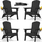 Folding Adirondack Chair - Extended Ergonomic Backrest, Cup Holder - Easy Assembly - Durable HDPE Plastic, Weather Resistant & Maintenance-Free - Lawn, Patio, Deck Supports 380lbs Black