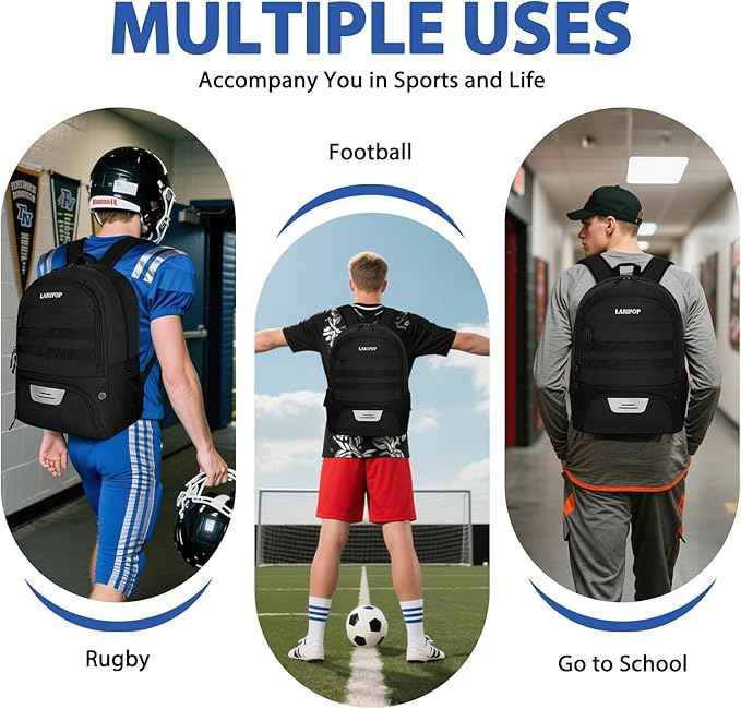LARIPOP Soccer Backpack Soccer Bag with Ball Holder & Shoe Compartment Youth Sports Equipment Training Bag