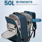 LOVEVOOK Travel Backpack for Women & Men 50L,Airline Approved Carry On Backpack Travel Essentials,TSA Carry on Luggage,Waterproof Personal Item Travel Bag,Suitcase with 3 Packing Cubes,Indian Teal