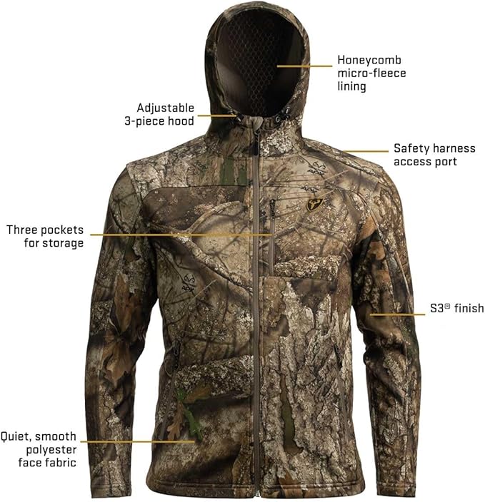 SCENTBLOCKER Shield Series Silentec Midweight Jacket, Camo Hunting Clothes for Men