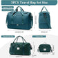 Extra Large Travel Duffle Bag,Carry on Overnight Bag with Shoes Compartment,Weekender Bags for Women for Travel Business Trips Sport Hospital,3 Pcs Set,Peacock Blue
