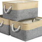 TheWarmHome Storage Bins for Organizing,Sturdy Storage Basket, Decorative Foldable Storage Baskets for Shelves Closet Toy (Gold&Grey Medium - 3 Pack 13.8L×9.8W×6.7H inch)