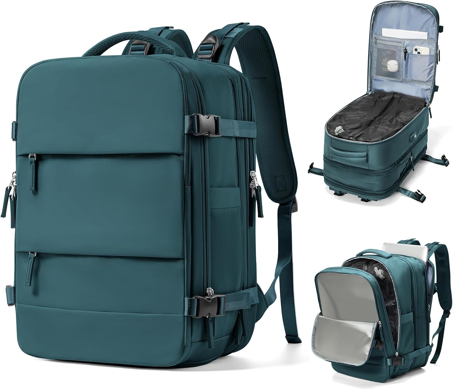 Vacuum Backpack With Vacuum Compression,Expanded Travel Laptop Backpacks For Women Men,Carry On Backpack Vacpack Backpacks With Pump Seal Packing, Personal Item Travel Bag Peacock Blue - Roamly