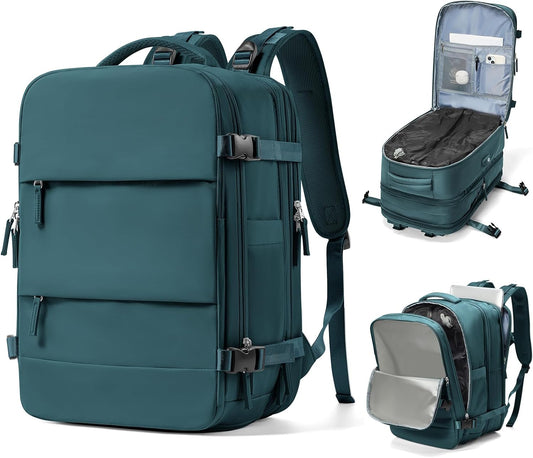 Vacuum Backpack With Vacuum Compression,Expanded Travel Laptop Backpacks For Women Men,Carry On Backpack Vacpack Backpacks With Pump Seal Packing, Personal Item Travel Bag Peacock Blue - Roamly