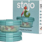 STOJO Collapsible Bowl 3 Set - Translucent Eucalyptus, 36oz - Reusable Silicone Bowl for Hot and Cold Food - Perfect for Travel, Meal Prep, To-Go Lunch, Camping & Hiking - Microwave & Dishwasher Safe