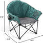 ARROWHEAD OUTDOOR Oversized Heavy-Duty Club Folding Camping Chair with Pocket, Cup Holder, Portable, Padded, Moon, Round, Saucer, Supports 330lbs, Carrying Bag