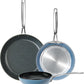 Nuwave 3-Piece 8”, 10”, 12” Forged Lightweight Frying Pan Set, G10 Healthy Duralon Blue Ceramic Ultra Non-Stick, Ergonomic Stay-Cool Handles, Induction-Ready & Works on All Cooktops