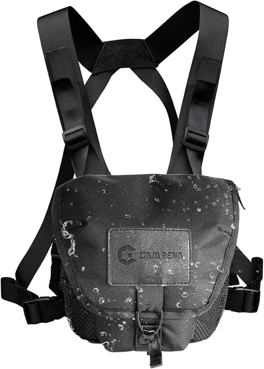GAIARENA Binocular Harness Chest Pack, Waterproof Bino Harness with Rangefinder Pouch for 12x42 Binoculars Bino Chest Harness Adjustable Binocular Chest Pack for Hunting Hiking (Mid Size)