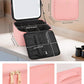Relavel Makeup Bag with Light Up Mirror, Makeup Case Travel Cosmetic Bags Brush Organizer Storage Box, Rechargeable Vanity Mirror with 3 Color Lights, High Frame Mirror Protection (Pink)