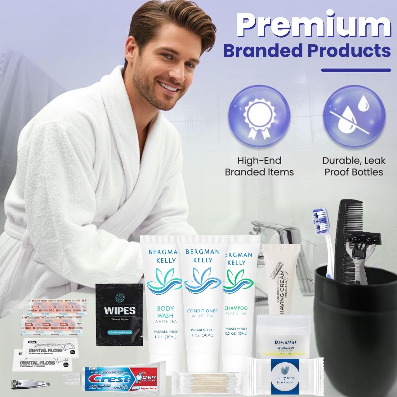 Trektote Bulk Hygiene Kit For Men And Women – (25 Pack) 20 Piece Set Of Travel Size Toiletries, TSA Compliant, Bulk Travel Essentials, Includes Shampoo And Conditioner, Body Wash, Toiletry Bag & More