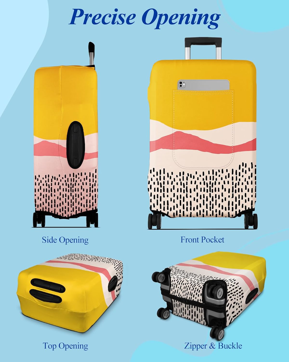 Slohif Luggage Cover for Suitcase Tsa Approved Protector - Luggage Sleeve Large Suit Case Cover Travel Stretch Baggage Case Protective Washable Fit 26-28 Inch Patchwork M