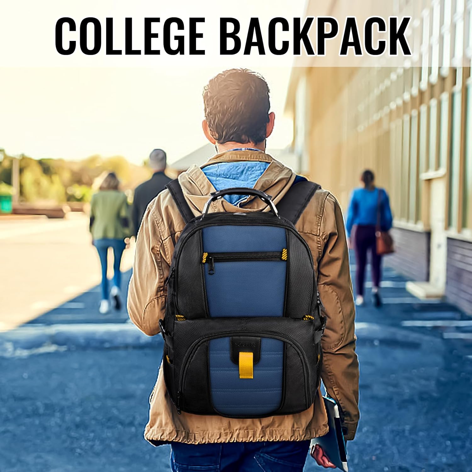 YOREPEK 18.4 Laptop Backpack, Large Backpacks with USB Charger Port, TSA Friendly Flight Approved Weekend Carry on Backpack with Luggage Strap for Men and Women, Roy Blue - Roamly