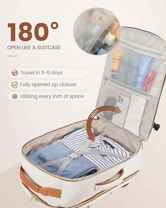 LOVEVOOK Travel Backpack for Women & Men 50L,Airline Approved Carry On Backpack Travel Essentials,TSA Carry on Luggage,Waterproof Personal Item Travel Bag,Suitcase with 3 Packing Cubes, Beige-Brown