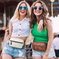 2L Fanny Packs Everywhere Belt Bag Small Fashion Crossbody Waist Pack Faux Leather Waterproof Sling Chest Bag For Women Trendy Beige
